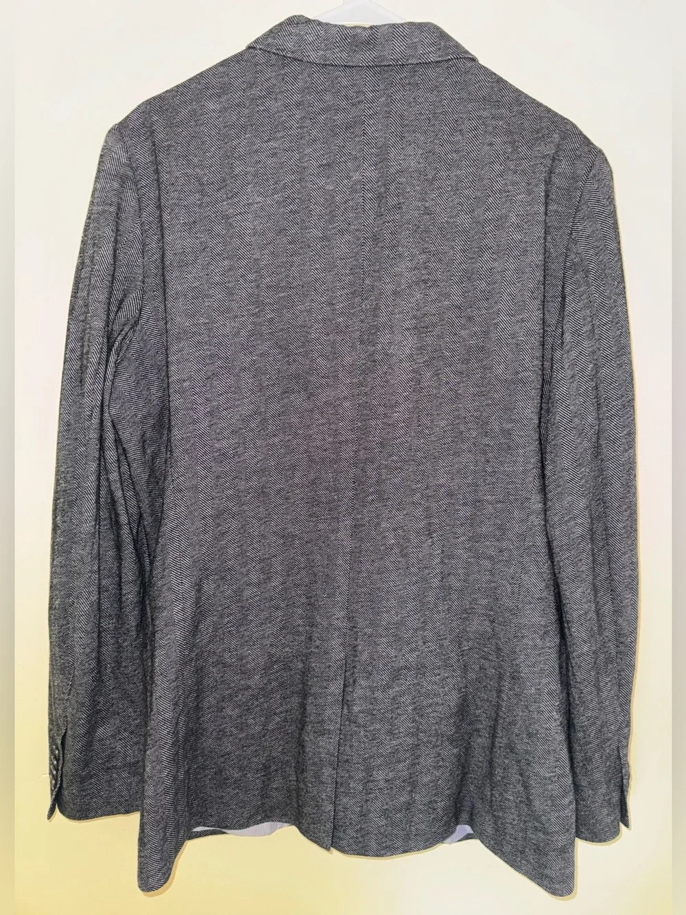 Banana Republic Mens 42L Blazer Tailored Slim Fit Wool Blend Herringbone Gray